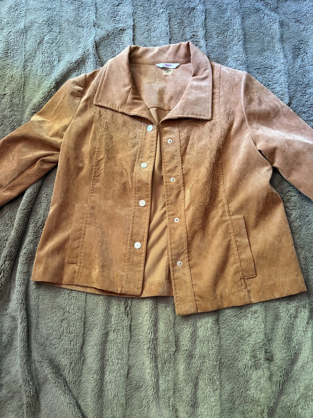Women’s Tan Corduroy Snap-Front Jacket